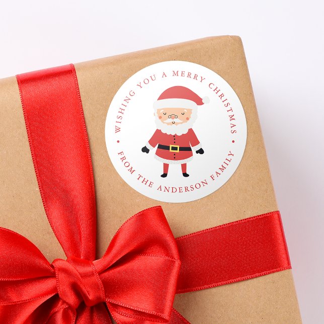 Winter Friends | Santa Claus Holiday Classic Round Sticker (Creator Uploaded)