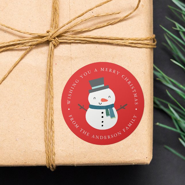 Winter Friends | Snowman Holiday Classic Round Sticker (Creator Uploaded)