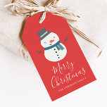 Winter Friends | Snowman Holiday Gift Tags<br><div class="desc">Add a special touch to your holiday gifts this year with our Winter Friends holiday gift tags. The cute holiday gift tags feature a cute cartoon snowman wearing a hat and scarf with "Merry Christmas" below in a white, modern script font. Personalise the gift tags by adding your name or...</div>