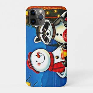 Winter Friends: Snowman & Raccoon Joy Design iPhone 11 Pro Case
