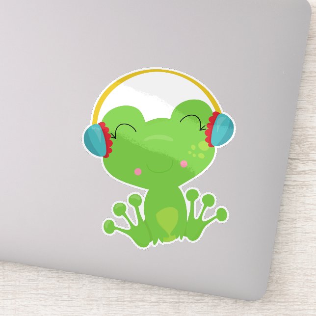 Winter Frog, Cute Frog, Green Frog, Ear Muffs (Detail)