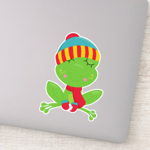 Winter Frog, Cute Frog, Green Frog, Hat, Scarf