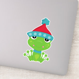Winter Frog, Cute Frog, Green Frog, Scarf, Hat