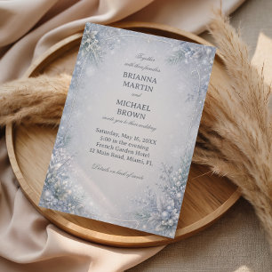 Winter Frost Botanical Elegance In Ivory Invitation