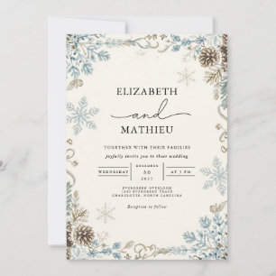 Winter Frost Branch Floral Wedding Invitation