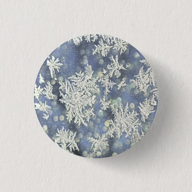 Winter Frost Detail Abstract Photography Blue 3 Cm Round Badge (Front)