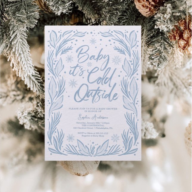 Winter Frost Snowflake Baby Shower Baby It's Cold Invitation (Creator Uploaded)