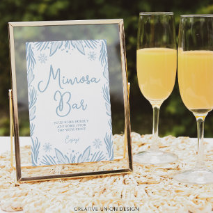 Winter Frost Snowflake Baby Shower Mimosa Bar Sign