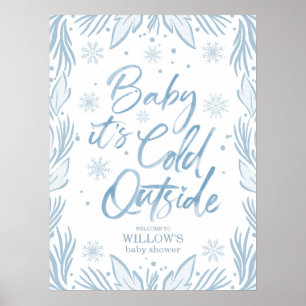 Winter Frost Snowflake Baby Shower Welcome Poster