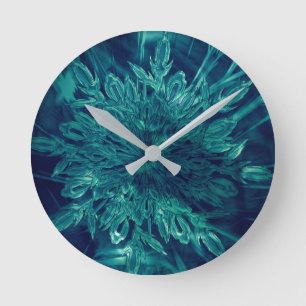 Winter frost snowflake round clock