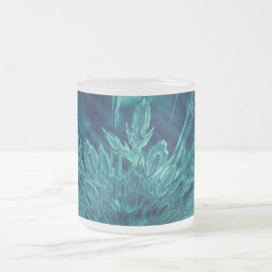 Winter frost snowflake turquoise black frosted glass coffee mug