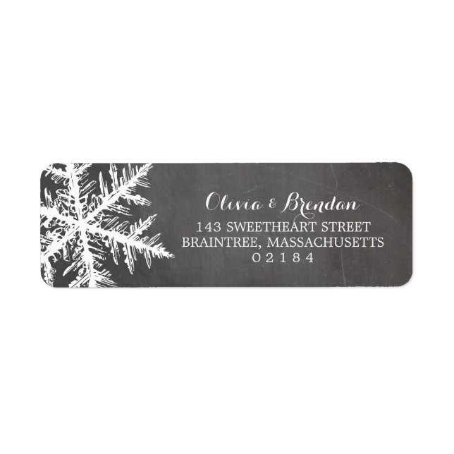 Winter Frost Snowflakes Chalkboard Return Address (Front)