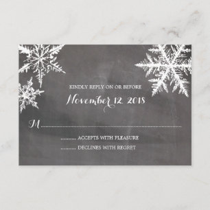 Winter Frost Snowflakes Chalkboard   Wedding RSVP