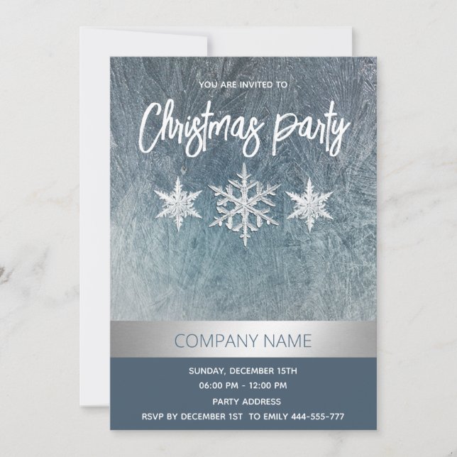 Winter frost snowflakes corporate Christmas party Invitation (Front)