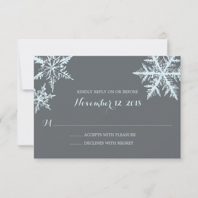 Winter Frost Snowflakes | Wedding RSVP Card (Front)