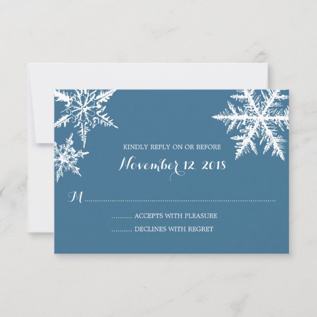 Winter Frost Snowflakes | Wedding RSVP Card (Front)