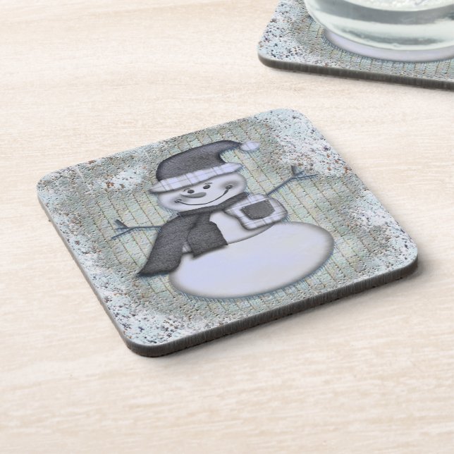 Winter Frost Snowman Christmas Holiday Decor Coaster (Left Side)
