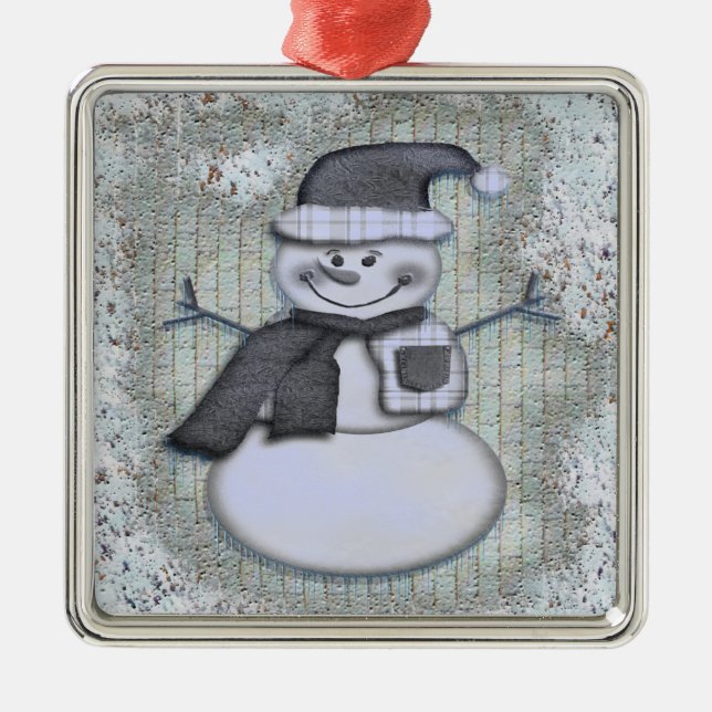 Winter Frost Snowman Metal Tree Decoration (Front)