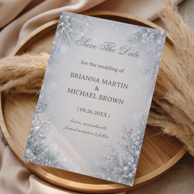 Winter Frosted Botanical Celebration Style Save The Date (Creator Uploaded)