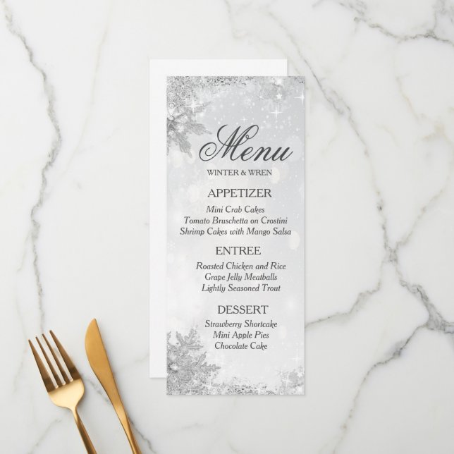 Winter Frosted Snowflake Menu (Front/Back In Situ)