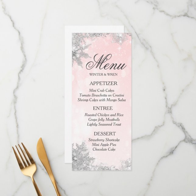 Winter Frosted Snowflake Menu (Front/Back In Situ)