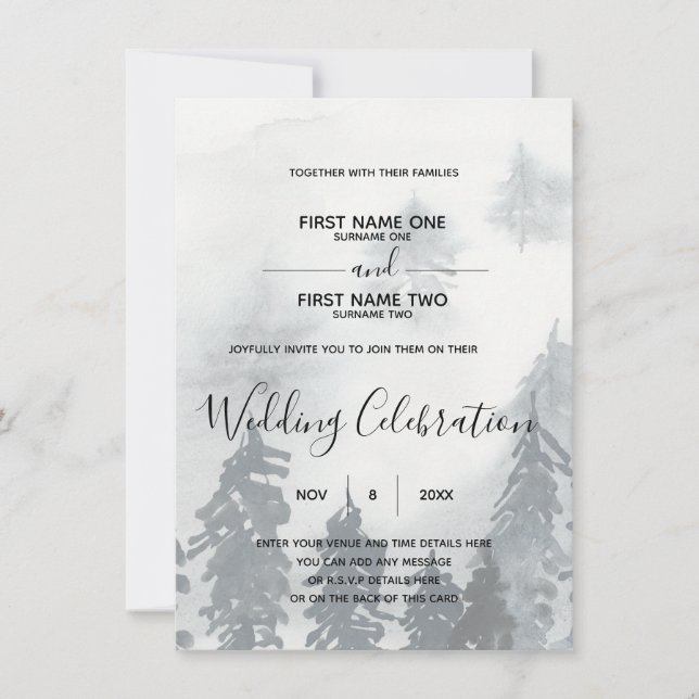 Winter frosty wedding invitation (Front)