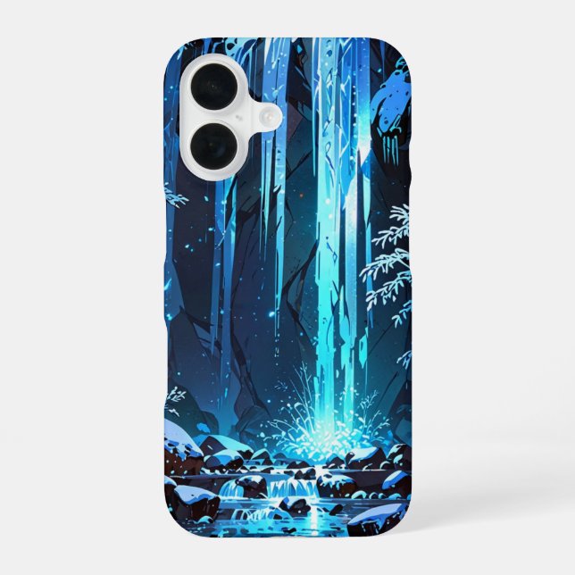 Winter Frozen Waterfall iPhone 16 Case (Back)