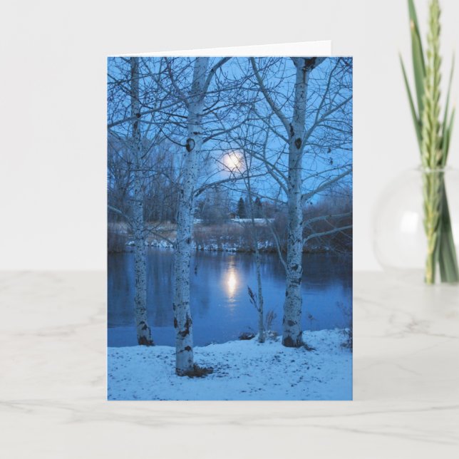 Winter Full Moon on the Pond Card (Front)