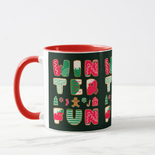 Winter Fun Christmas Cookies Red Green Holiday Mug