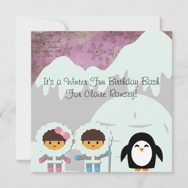 Winter Fun Customised  Birthday Invitations (Front)