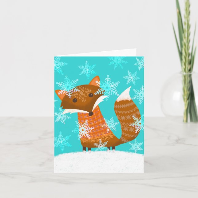 Winter Fun Fox BLANK Greeting Card (Front)
