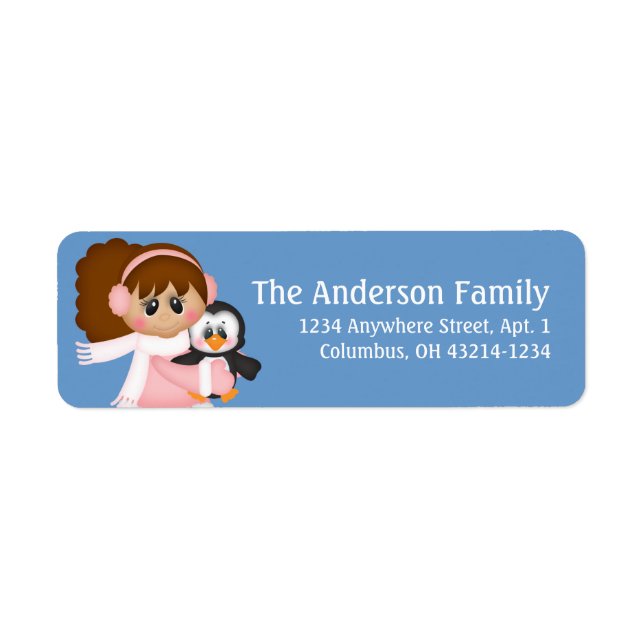 Winter Fun Girl d2 Return Address Labels (Front)