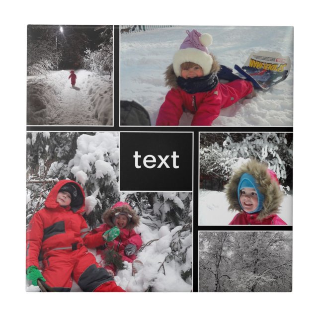 Winter fun kids games snow customisable text perso tile (Front)