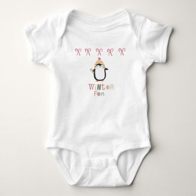 Winter Fun Penguin Baby Bodysuit (Front)