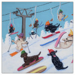 Winter Fun Skiing Labradors Fabric