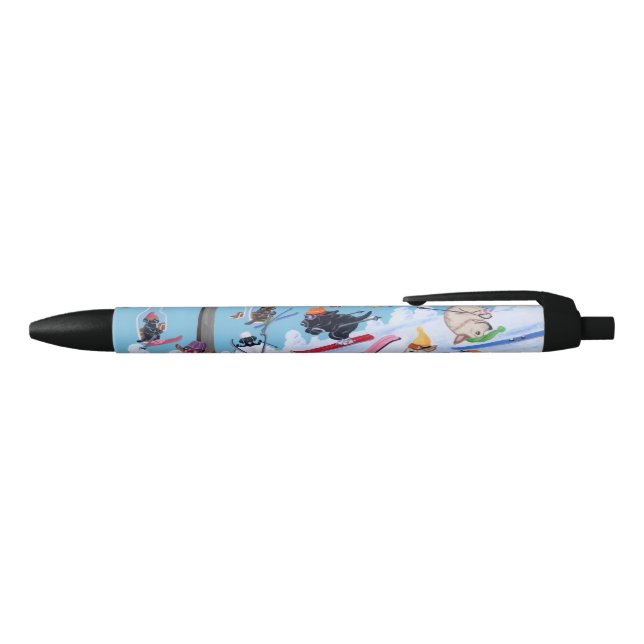 Winter Fun Skiing Labradors Painting Black Ink Pen (Top)