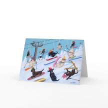 Winter Fun Skiing Labradors Painting