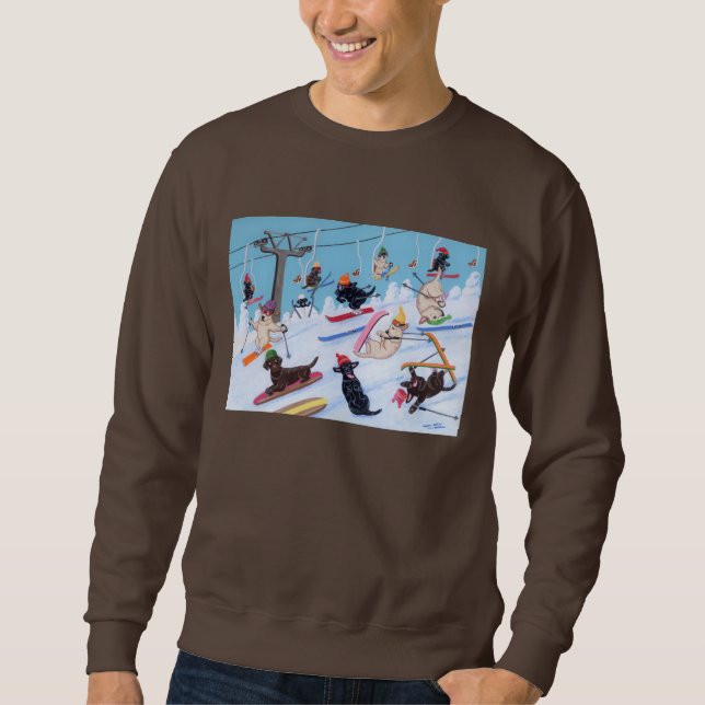 Winter Fun Skiing Labradors Sweatshirt (Front)