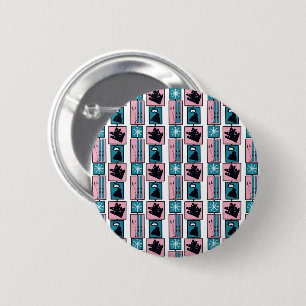 Winter fun. Skis and accessories on a snowy day. 6 Cm Round Badge