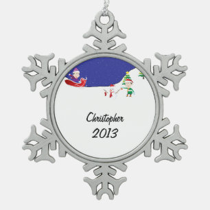 Winter Fun Snowflake Pewter Christmas Ornament