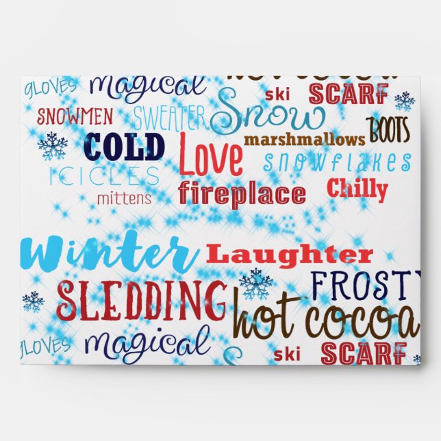 Winter Fun Typography Party Invitation Envelope (Front)