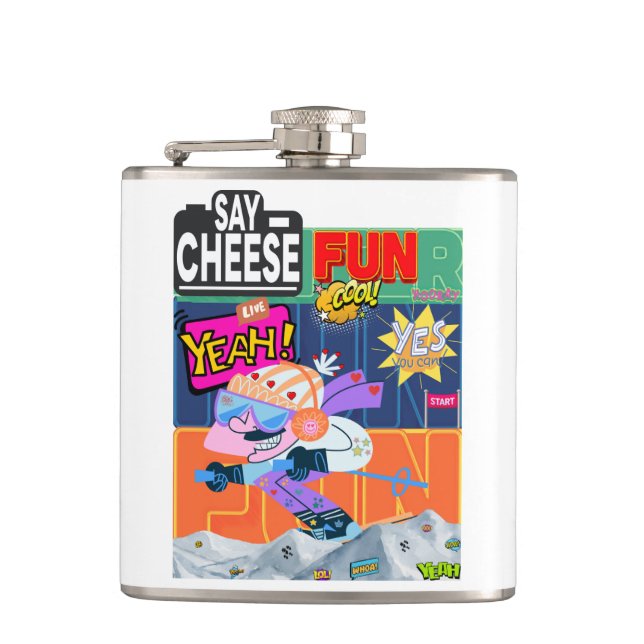 Winter Fun Yeah! Hip Flask (Front)