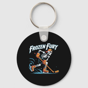 Winter Fury Skeleton Ice Hockey Skater Design Key Ring