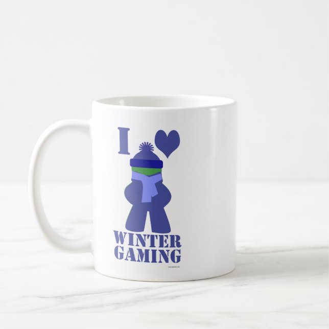 Winter Gamer Frozen Meeple Humour Saying Coffee Mug (Left)