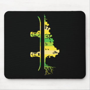 Winter Games Funny Mountain Snowboarding Pine Tree Mouse Mat