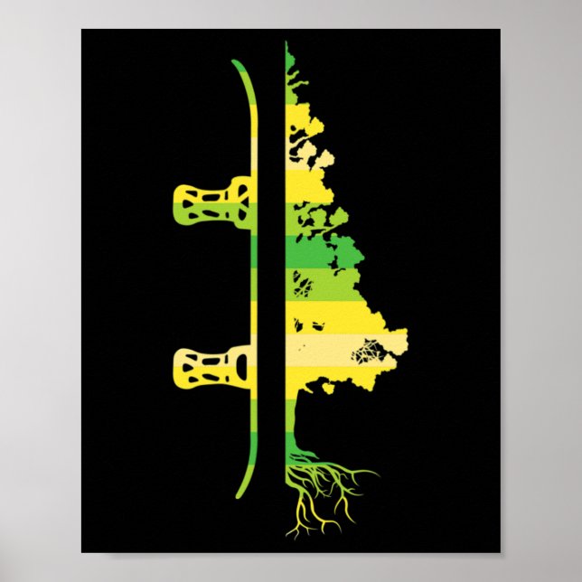 Winter Games Funny Mountain Snowboarding Pine Tree Poster (Front)