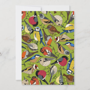 winter garden birds lime holiday card