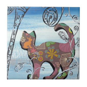 Winter Garden Cat Tile