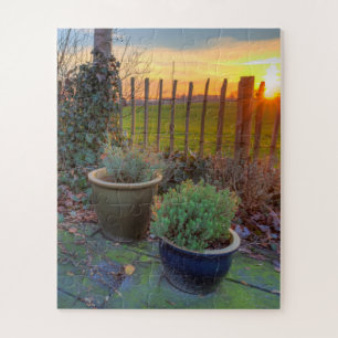 Winter Garden in Sunset Jigsaw Puzzle