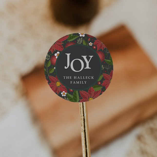 Winter Garden "JOY" Personalised Holiday Classic Round Sticker (Creator Uploaded)